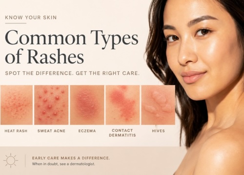 Sweat acne and heat rash skin conditions